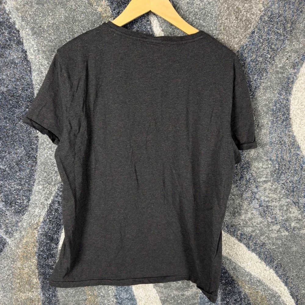 Polo‎ Ralph Lauren V-Neck T-Shirt Mens L Grey Red Pony Logo Short Sleeve